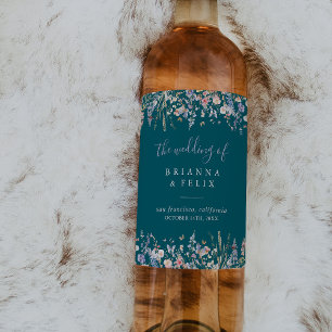 夏数々の色の野草緑結婚色 ワインラベル