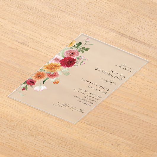 夏数々の色フローラ アクリル招待状 (レイダウン)