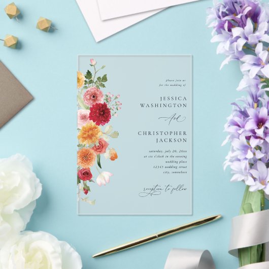 夏数々の色フローラ アクリル招待状 (インサイチュ (ウェディング))