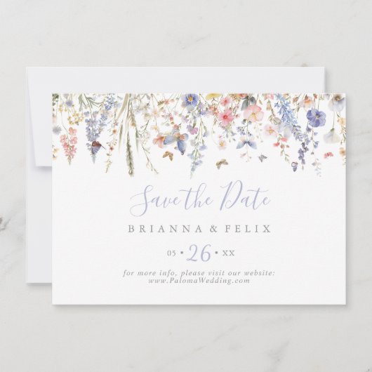 夏数々の色ワイルドフラワー横結婚型 セーブザデート (正面)