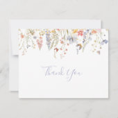 夏数々の色ワイルドフラワー結婚フラット サンキューカード (正面)