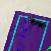 夏文字Webサイト名モノグラム王室のパープル ビーチタオル (インサイチュ)