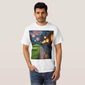 夏日本の夜の花火フェスティバルTシャツ Tシャツ (正面フル)