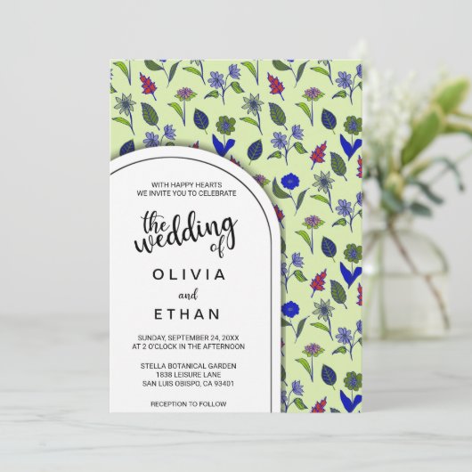 夏春パターンフローラ結婚式招待状 招待状 (スタンド正面)