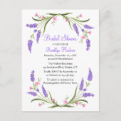 夏春ピンクパープルフローラブライダルシャワー インビテーションポストカード (正面)