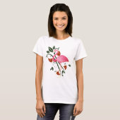 夏春花女子ピンクフラミンゴ Tシャツ (正面フル)