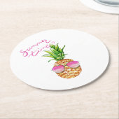夏時間のパイナップルコースター ラウンドペーパーコースター (アングル)