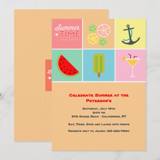 夏時間の招待状 招待状 (正面/裏面)