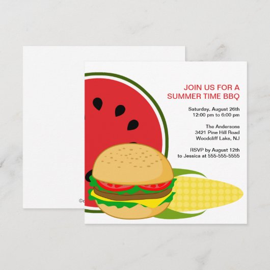 夏時間BBQの招待状 招待状 (正面/裏面)