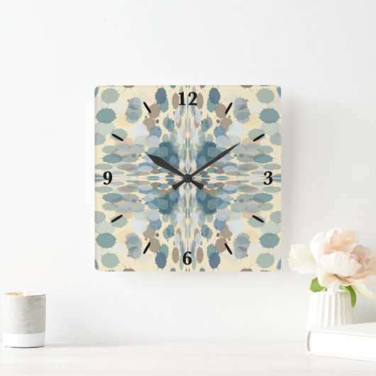 夏期おもしろい海スプレー(ばちゃばちゃ)跳ねる抽象芸術アート スクエア壁時計 (ホーム)
