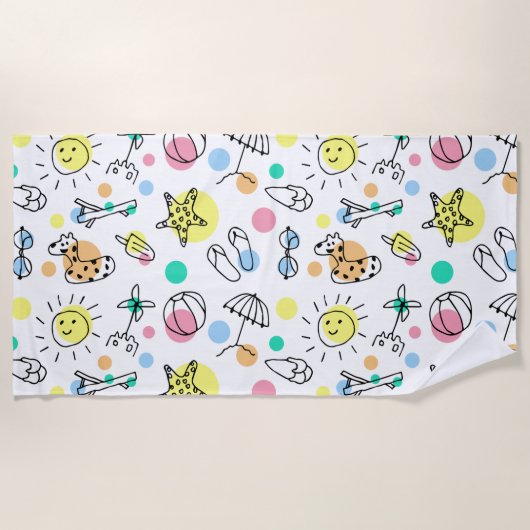 夏期おもしろい ビーチタオル (正面)