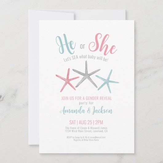 夏期の性別の表示パーティー 招待状 (正面)