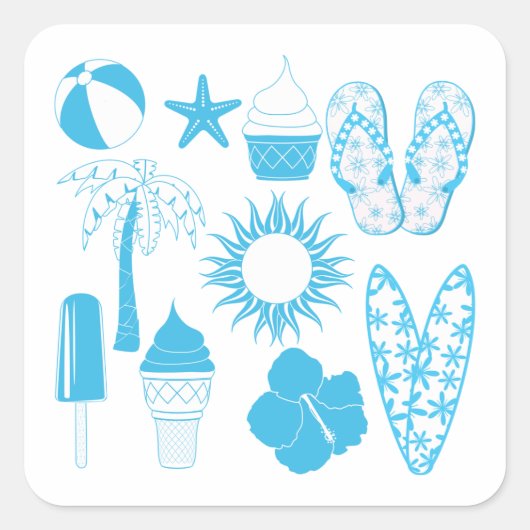 夏期アイコン スクエアシール (正面)