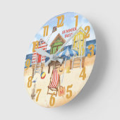 夏期アットショアビーチ水 ラウンド壁時計 (傾斜)