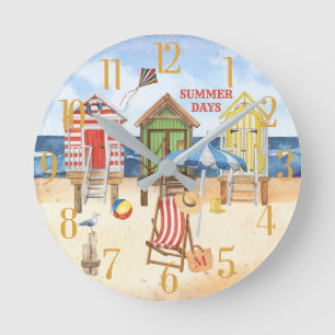 夏期アットショアビーチ水 ラウンド壁時計