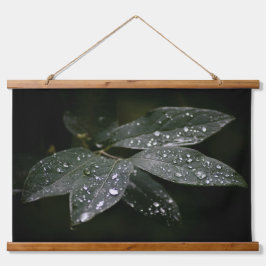 夏期シルバーレインドロップオンダークグリーン離れ 吊り下げ型タペストリー