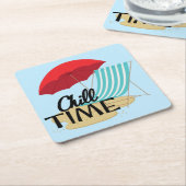 夏期チルタイムアットザビーチ スクエアペーパーコースター (アングル)