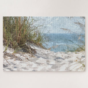 夏期デューンズビーチ海水の色絵画の ジグソーパズル