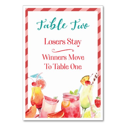 夏期ドリンクテーブルカードツーバンコ テーブルナンバー (正面)