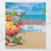 夏期パーソナライズされた名ビーチ海 ワインラベル (シングルラベル)