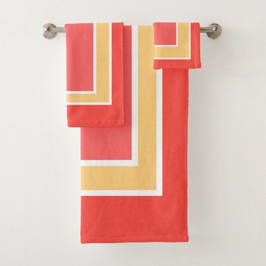 夏期ピーチフルーツブロックパターン バスタオルセット (インサイチュ)