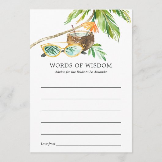 夏期ブライダルシャワービンゴ アドバイスカード (正面)