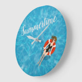 夏期プールガールラージクロック ラージ壁時計 (傾斜)