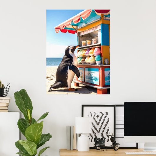 夏期ペンギンアットアイスクリームスタンド ポスター (ホームオフィス)
