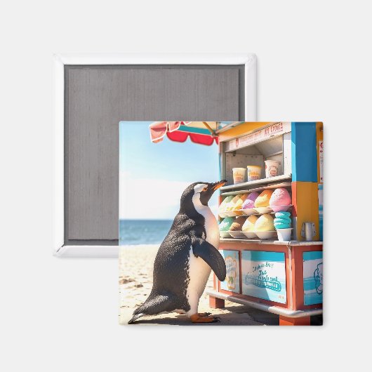 夏期ペンギンアットアイスクリームスタンド マグネット (正面/裏面)