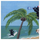 夏期休暇のラブラドールの絵を描くこと ファブリック (クローズアップ)