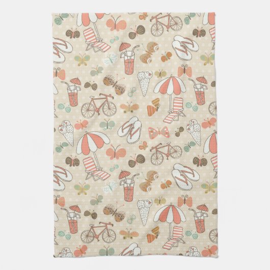 夏期休暇パターン キッチンタオル (縦)