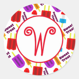 夏期凍っていジュースバーモノグラム ラウンドシール