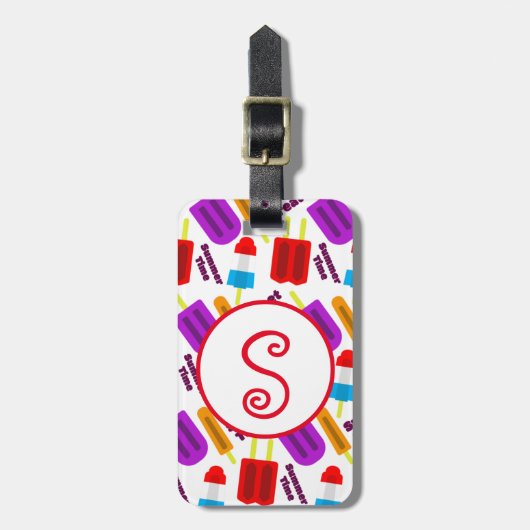 夏期凍っていジュースバーモノグラム ラゲッジタグ (正面縦)