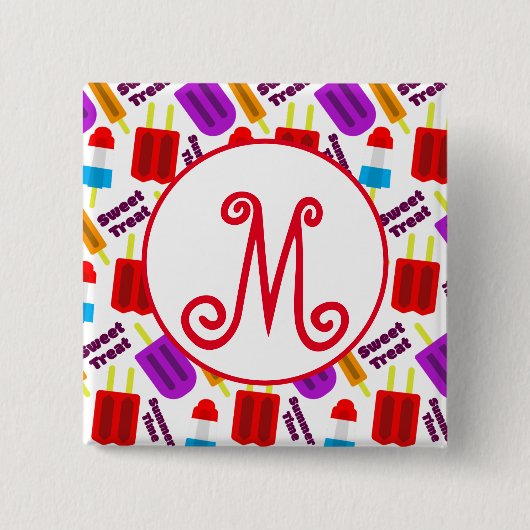 夏期凍っていジュースバーモノグラム 缶バッジ (正面)