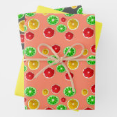 夏期果実カラフル果実パターン ラッピングペーパーシート (インサイチュ)