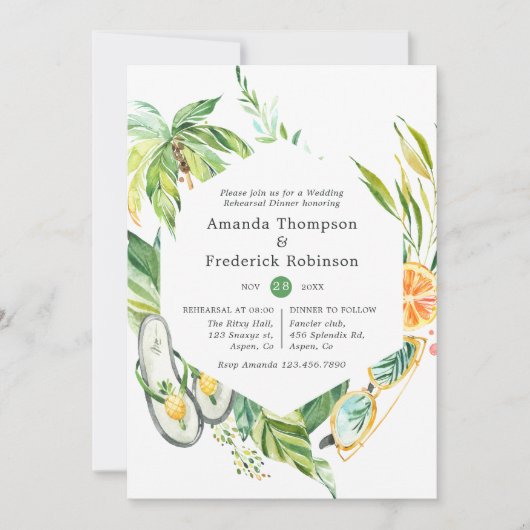 夏期結婚のリハーサルディナー 招待状 (正面)