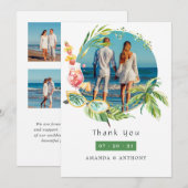 夏期結婚の写真コラージュ サンキューカード (正面/裏面)