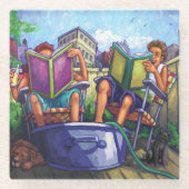 夏期読の芸術 ガラスコースター (正面)