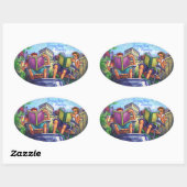 夏期読の 楕円形シール (シート)