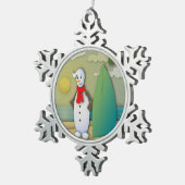 夏期雪だるまオーナメント スノーフレークピューターオーナメント (右)