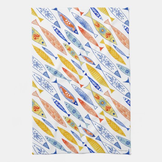 夏期魚茶湯 キッチンタオル (縦)