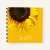夏期黄色ひまわりカスタマイズ可能な名前 ノートブック (正面)