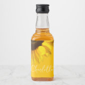 夏期黄色ひまわりカスタマイズ可能な名前 リキュールボトルラベル (正面)