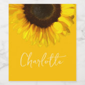 夏期黄色ひまわりカスタマイズ可能な名前 ワインラベル (シングルラベル)
