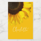 夏期黄色ひまわりカスタマイズ可能な名前 ワインラベル (シングルラベル)