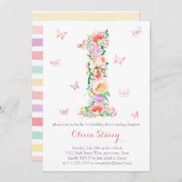 夏期1st誕生日とパステル蝶 招待状