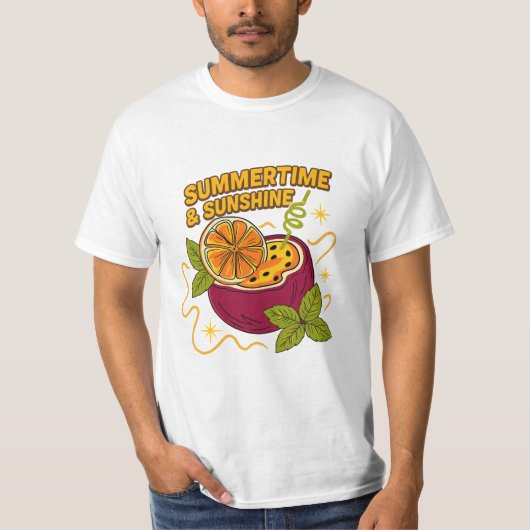 夏期&サンシャイン – トロピカルビーブスシャツ Tシャツ (正面)