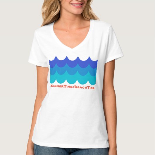 夏期=ビーチタイムおもしろいTシャツ Tシャツ (正面)