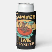 夏期、名前をカスタムするおもしろいビーチ休暇 スリム缶クーラー (Seltzer正面)