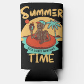 夏期、名前をカスタムするおもしろいビーチ休暇 スリム缶クーラー (裏面)